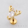 LOBSTER SHAPED CHARM CZ STUD THREADLESS (PUSH IN) 316L SURGICAL STEEL LABRET SET